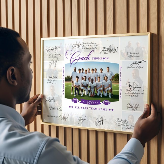 Coach Appreciation Collage Football Team Signature Poster (Coach Appreciation Collage Football Team Signature Poster)