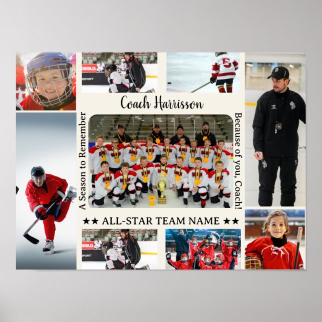 Coach Appreciation Photo Collage Team  Poster (Vorne)