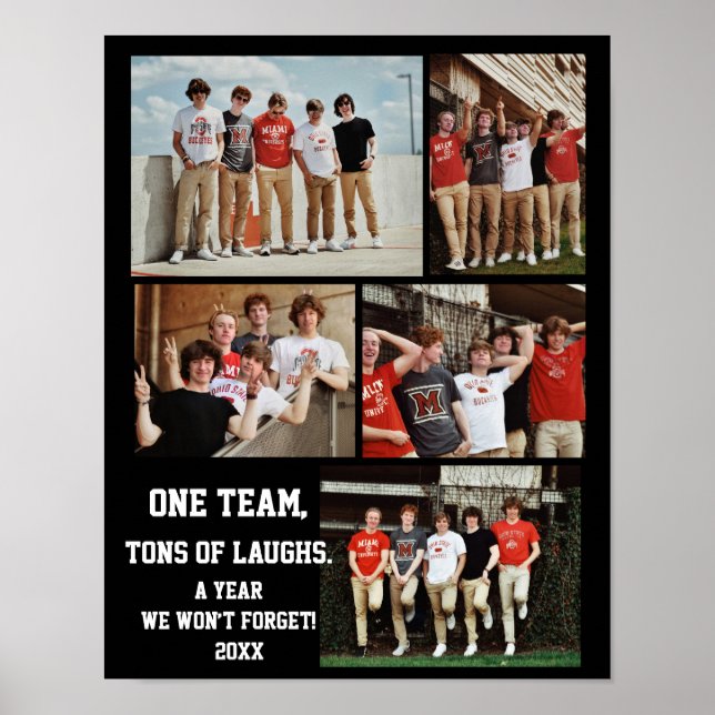 Coach baseball Photo Collage Name Team # Poster (Vorne)