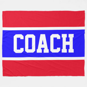 COACH Bold Bright Red Blue White Athletic Stripes Fleecedecke