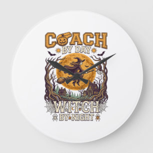 Coach Day Hexennacht Halloween Fliegender Mond Spi Große Wanduhr