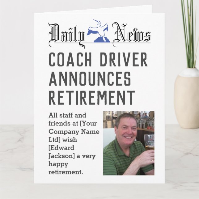 Coach Driver Retirement Card zum Personalisieren Karte (Vorderseite)