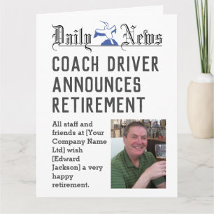 Coach Driver Retirement Card zum Personalisieren Karte
