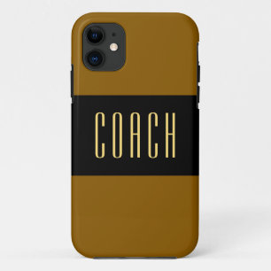 COACH Eleganter Text Breitbraune schwarze Streifen Case-Mate iPhone Hülle