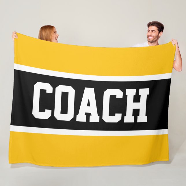 COACH Gelb Orange Schwarz Weiß Sportliche Streifen Fleecedecke (Beispiel)