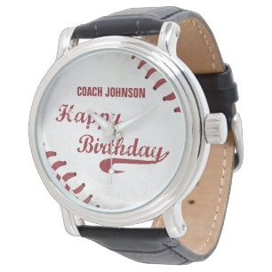 Coach Happy Geburtstag Große Grunge Baseball, Spor Armbanduhr