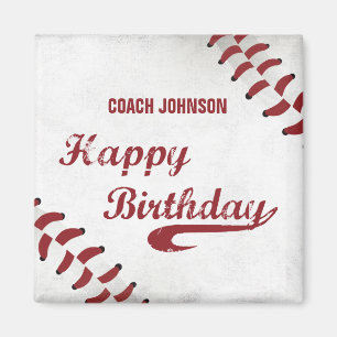 Coach Happy Geburtstag Große Grunge Baseball, Spor Magnet