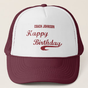 Coach Happy Geburtstag Große Grunge Baseball, Spor Truckerkappe