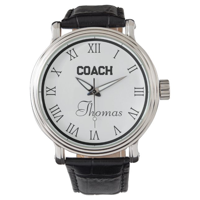 Coach Individuelle Name Typografie Personalisiert Armbanduhr (Vorderseite)