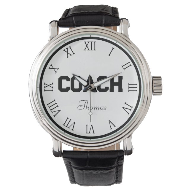 Coach Individuelle Name Typografie Personalisiert Armbanduhr (Vorderseite)