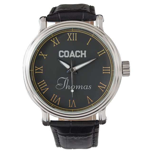Coach Individuelle Name Typografie Personalisiert Armbanduhr (Vorderseite)