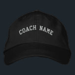 Coach Name Personalisiert bestickte Cap Black Kappe<br><div class="desc">Eine schwarze,  einfache,  anpassbare Kappe mit der (anpassbaren) Textvorlage für Coach Name.</div>