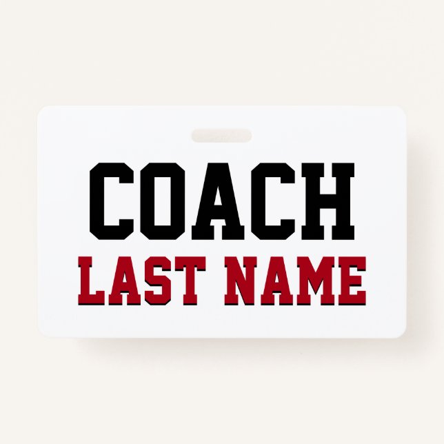 Coach Personalisiert Nachname Ausweis (Vorderseite)
