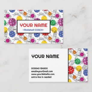 Coach Pickleball Papageien und Pickeballs Visitenkarte