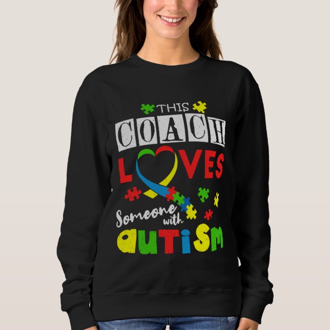 Coach Puzzle Special Liebe Autismus Bewusstsein Sweatshirt (Vorderseite)