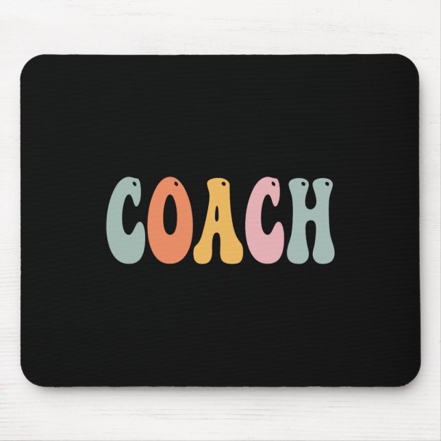 Coach Retro Groovy Vintag Frauen glücklich Erster  Mousepad (Vorne)