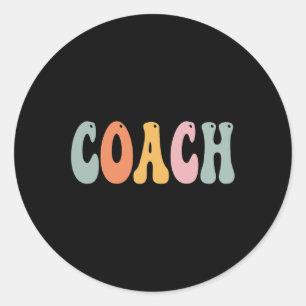 Coach Retro Groovy Vintage Frauen Glücklicher erst Runder Aufkleber