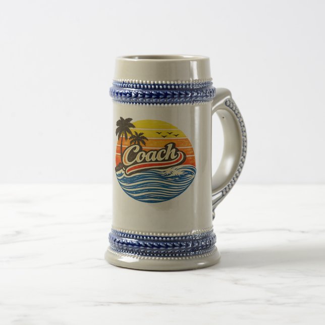 Coach Retro-Sonnenuntergangs-Design Bierglas (VorderseiteRechts)