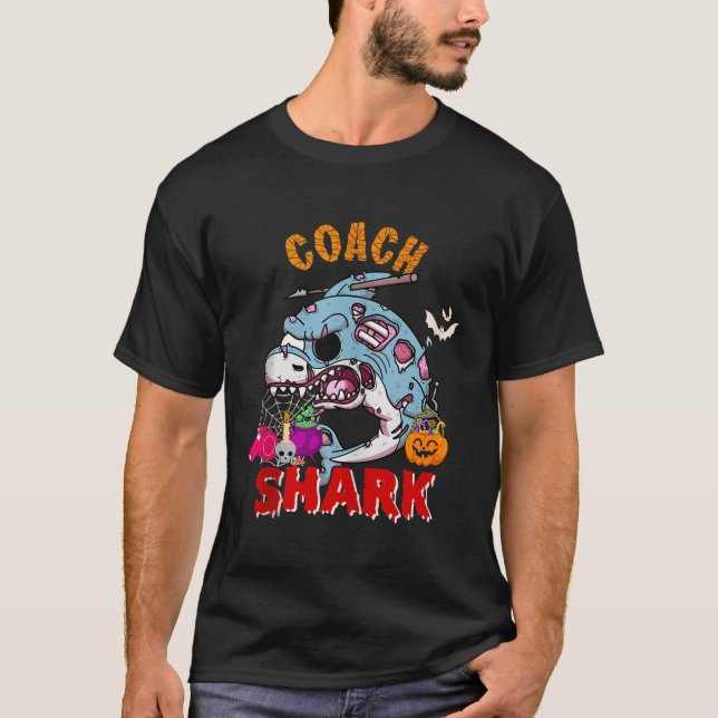 Coach Shark Halloween Hai Horror Zombie Carved P T-Shirt (Vorderseite)