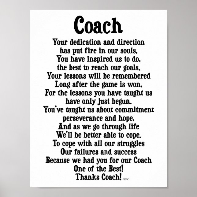 Coach Vielen Dank Poster (Vorne)