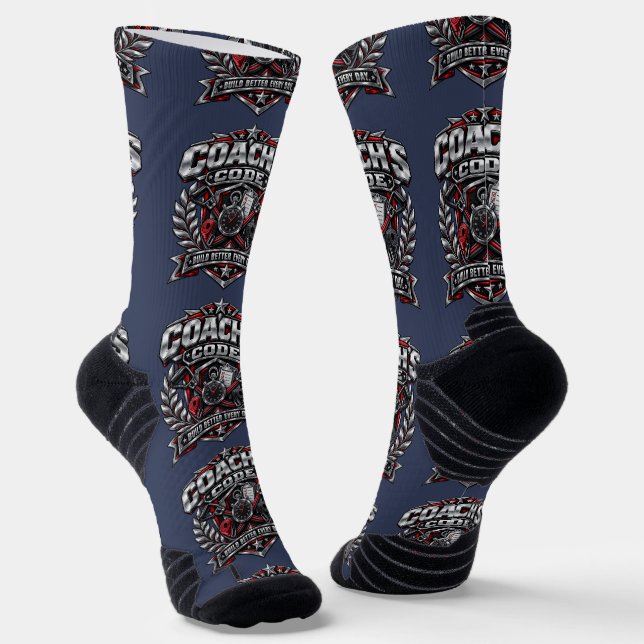 Coach's Code Metallic Fitness Emblem Logo Design Socken (Gewinkelt)