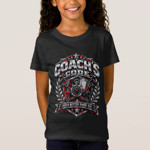 Coach's Code Metallic Fitness Emblem Logo Design T-Shirt