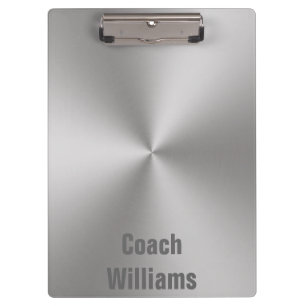 Coach's Name Brushed Metal Look hinzufügen Klemmbrett