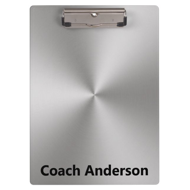 Coach's Name Silver Brushed Metal Look Klemmbrett (Vorderseite)