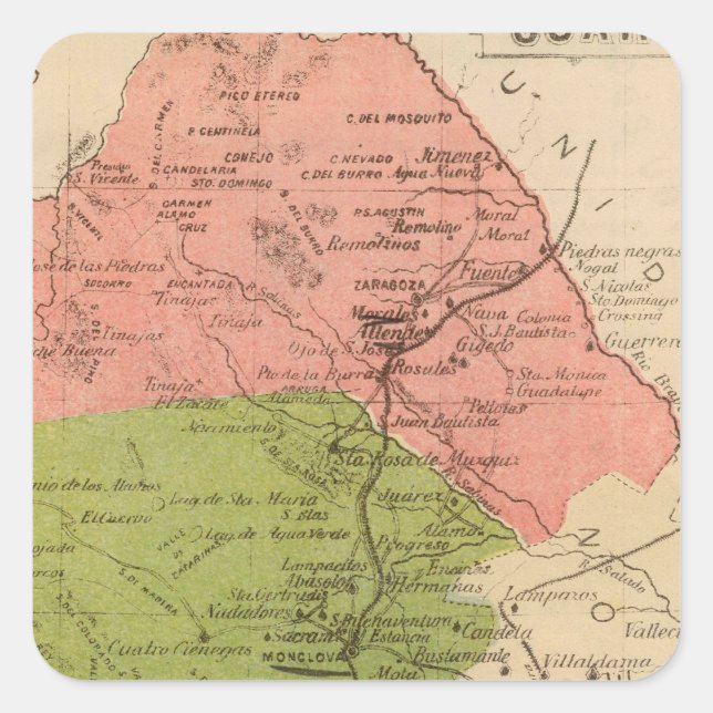 Coahuila, Mexiko Quadratischer Aufkleber (Vorderseite)