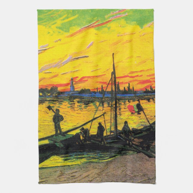 Coal Barges (F437) Van Gogh Fine Art Geschirrtuch (Vertikal)