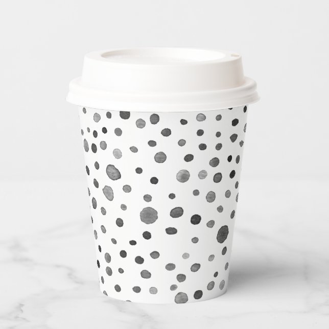 Coal Confetti Wasserfarbe Dots Papier Cup Pappbecher (Vorderseite)