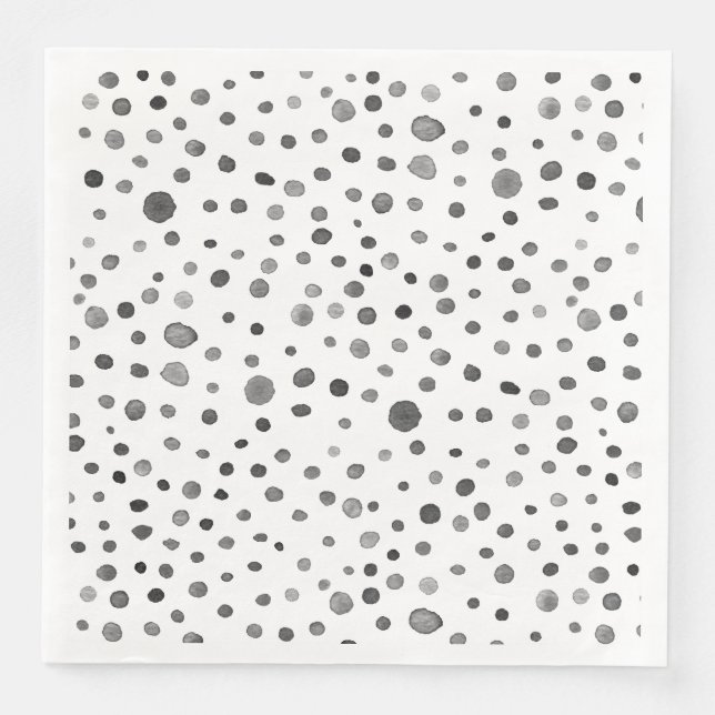 Coal Confetti Wasserfarbe Dots Papier Napkin Serviette (Vorderseite)