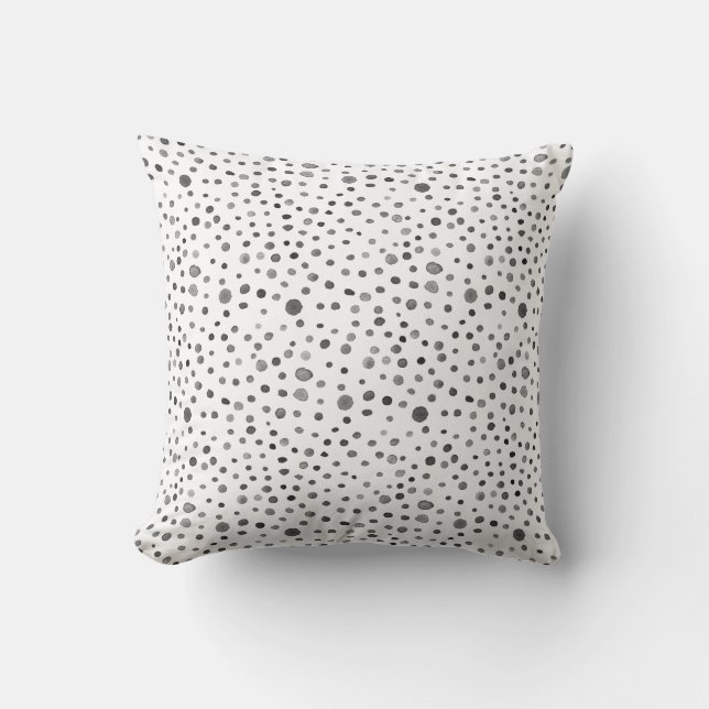 Coal Confetti Wasserfarbe Dots Throw Kissen (Vorderseite)