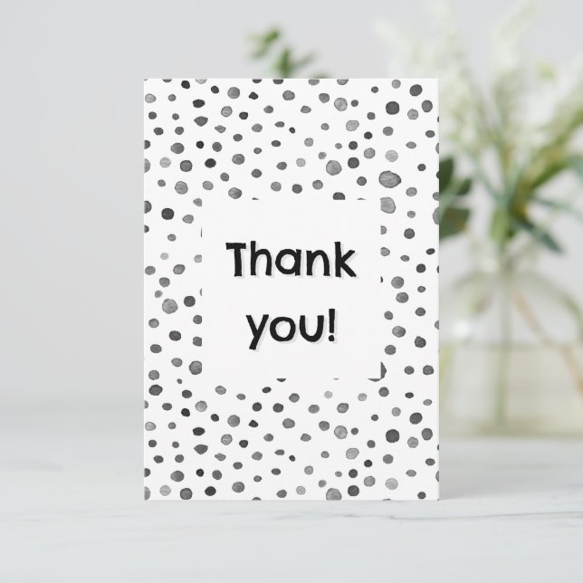 Coal Confetti Wasserfarben Punkte Danke Karte (Stehend Vorderseite)