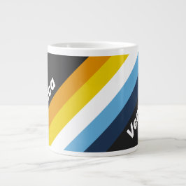 Coal Nightfall Stripes with Name Jumbo-Tasse