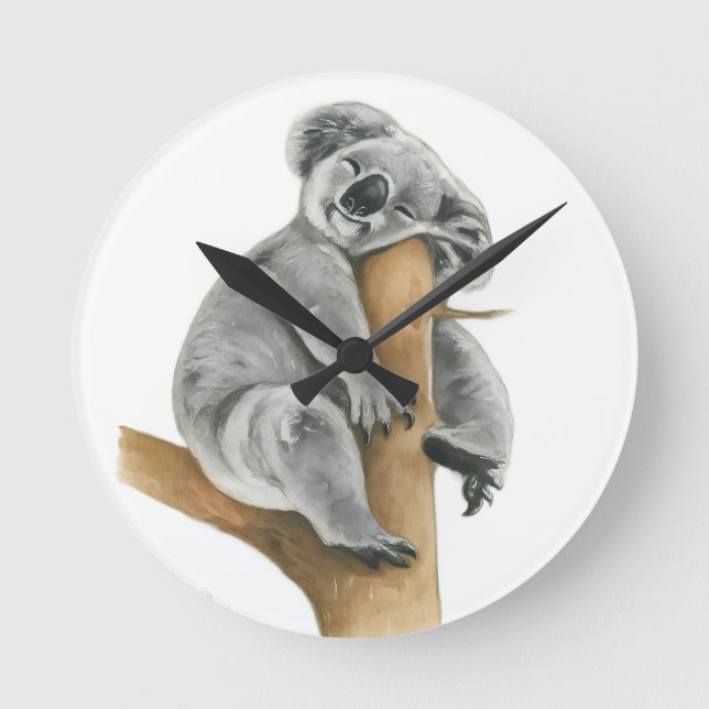 Coala dorminhoco runde wanduhr (Vorderseite)
