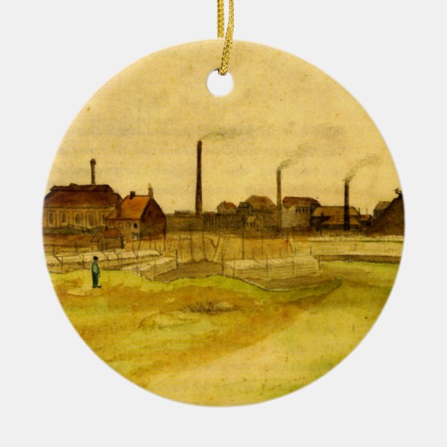 Coalmine in Borinage von Vincent van Gogh Keramik Ornament (Vorne)
