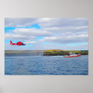 Coast Guard MH-65C Hubschrauber & Response Boat Poster