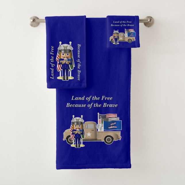 Coast Guard Nutcracker mit wenig militärischem LKW Badhandtuch Set (Insitu)