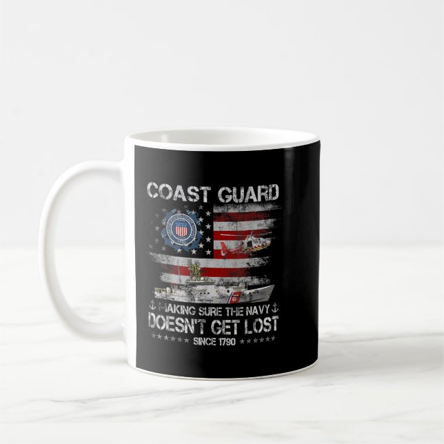 Coast Guard Veteran Tshirt, USCG American Flag Vet Kaffeetasse (Links)
