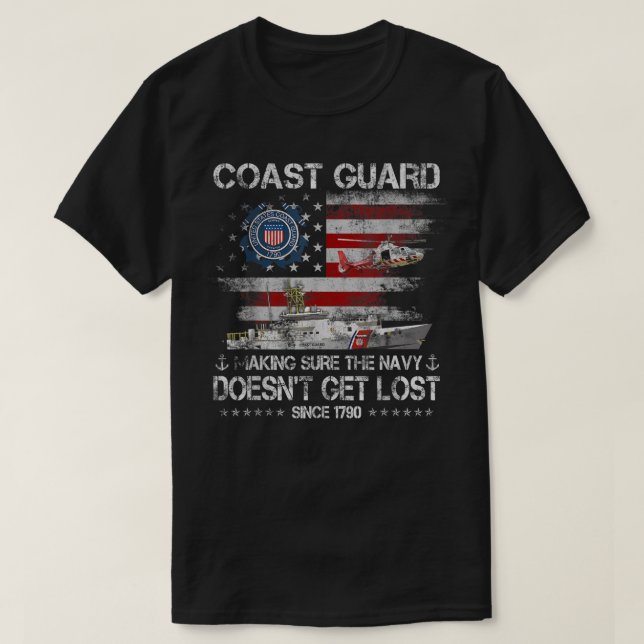 Coast Guard Veteran Tshirt USCG American Flag Vete (Design vorne)