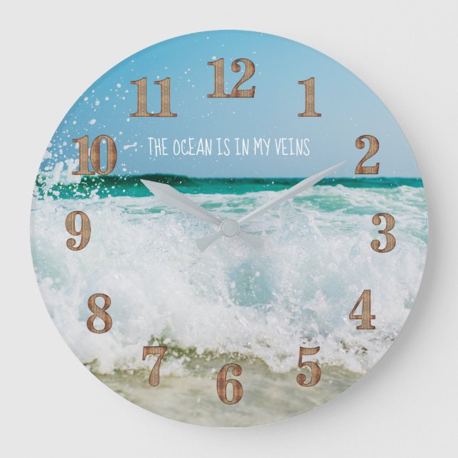 Coast Living Surfers Ocean Sea Life Zitat nach Maß Große Wanduhr (Vorderseite)