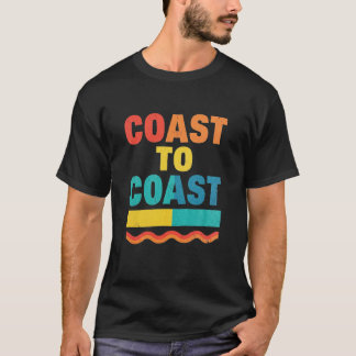 Coast To Coast Retro Sonnenuntergang-Typografie T-Shirt