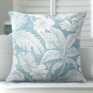 Coastal Aqua Blue & White Throw Kissen