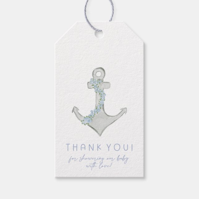 Coastal Baby Ahoy Its a Boy Baby Shower Geschenkanhänger (Vorderseite)