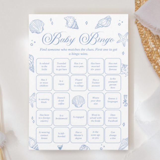 Coastal Baby Shower Finden Sie die Guest Bingo Gam Einladung (Von Creator hochgeladen)