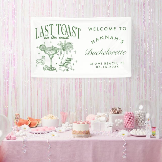 Coastal Bachelorette Moderner Cocktail Party Grün Banner (Party)
