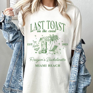 Coastal Bachelorette Moderner Cocktail Party Grün T-Shirt