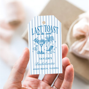 Coastal Bachelorette Modernes Cocktail Party Blau Geschenkanhänger