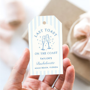 Coastal Bachelorette Modernes Cocktail Party Blau Geschenkanhänger